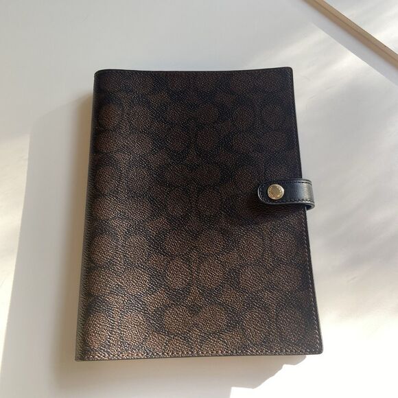 Coach Notebook In Signature Canvas Gold/Walnut/Black Diary Lined Spiral CZ198 - Picture 1 of 12